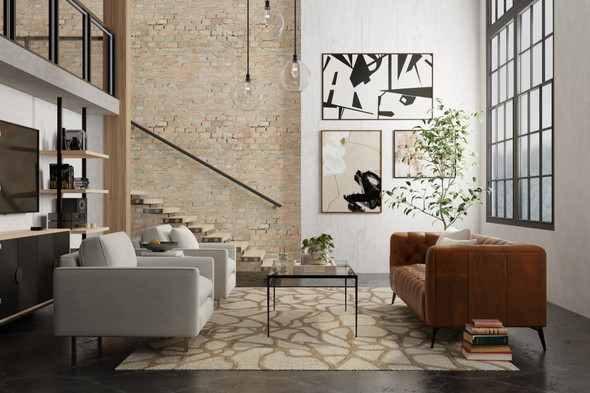 Feizy Kimball 8A32F Ivory Brown Tan Area Rug
