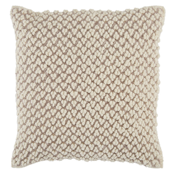 Jaipur Living Madur AGO03 Handmade Solid Light Taupe And Ivory Pillow