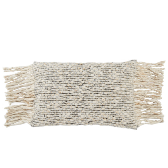 Jaipur Living Cilo AGO07 Handmade Solid Cream And Light Gray Lumbar Pillow