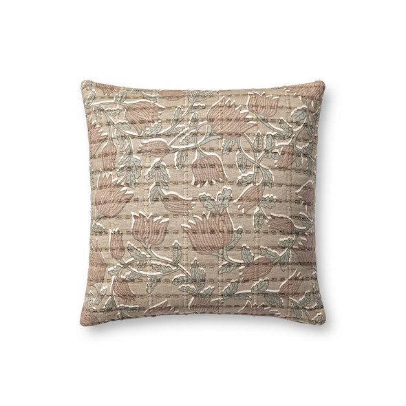 Loloi PJS0019 Taupe Rose Pillow