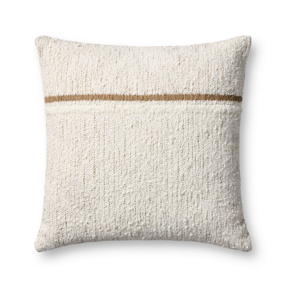 Loloi PLL0192 Ivory Rustic Brown Pillow