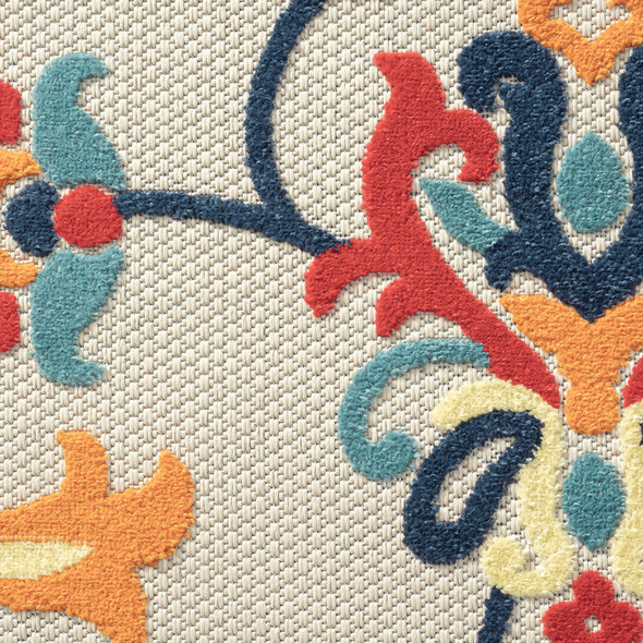 LR Home Copa Cabana 81813 Navy Orange Red Off-White Rug