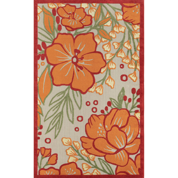LR Home Copa Cabana 81819 Orange Red Green Yellow Off-White Rug