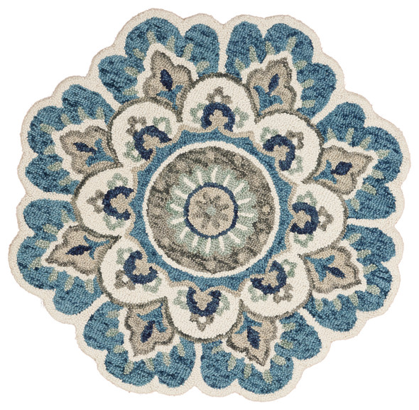 LR Home Dazzle 54094 Ivory Teal Rug