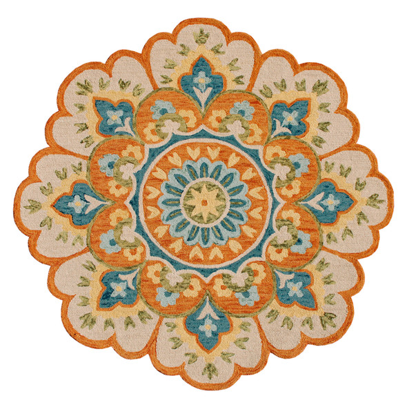 LR Home Dazzle 82266 Rust Aqua Blue Rug