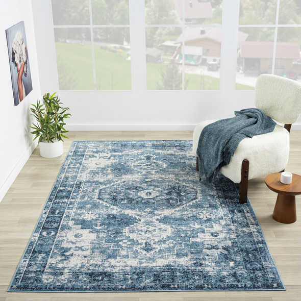 LR Home Lanham 82274 Blue Ivory Rug