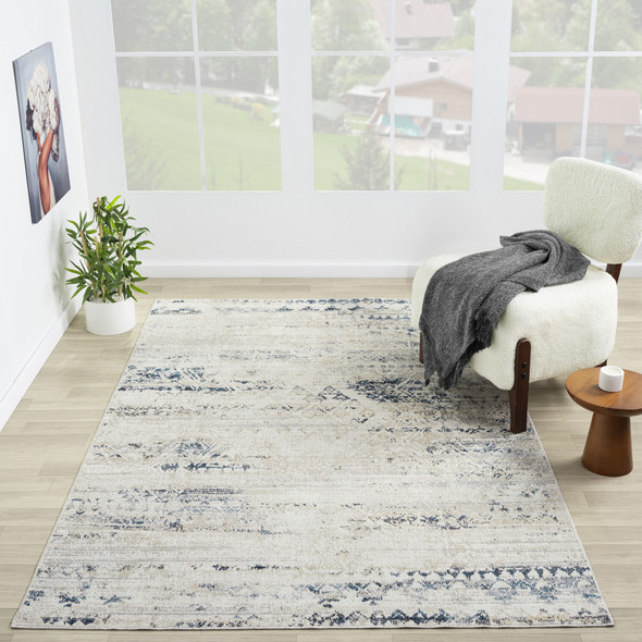 LR Home Lanham 82272 Ivory Blue Rug