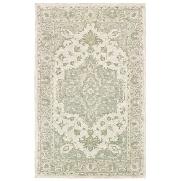 LR Home Modern Traditions 81287 Sea Green Gray Rug