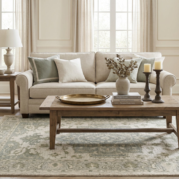 LR Home Modern Traditions 81287 Sea Green Gray Rug