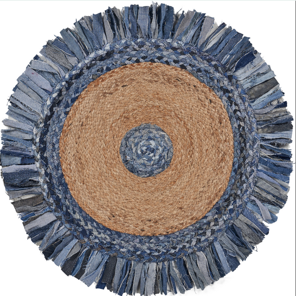 LR Home Boutique Jute 3380 Denim Blue Natural Rug