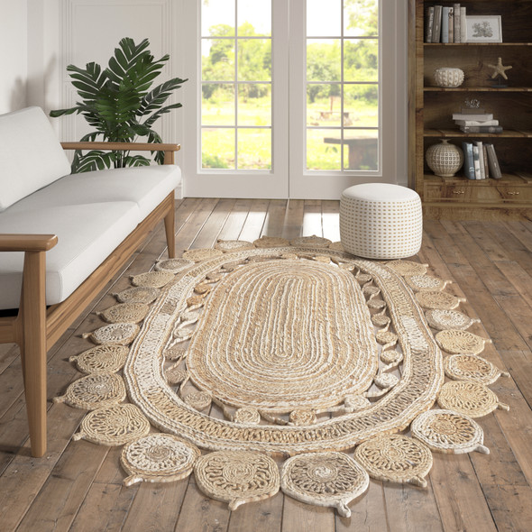 LR Home Boutique Jute 12038 Bleach Gray Rug