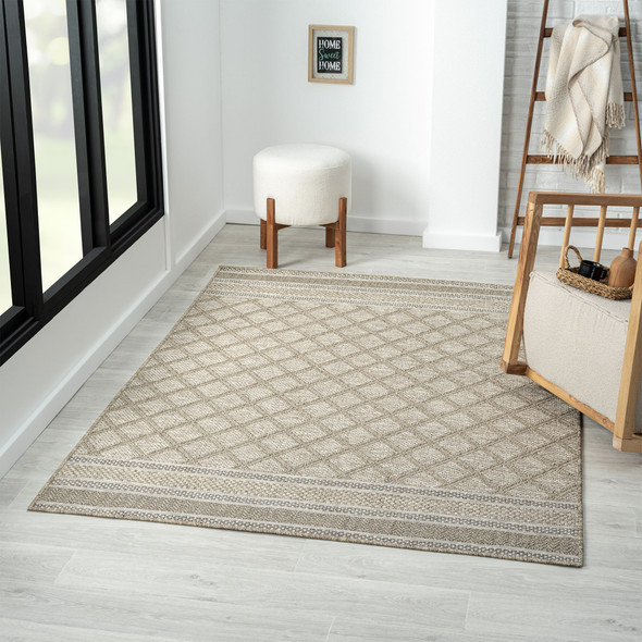 LR Home Oslo 82119 Tan Brown Rug