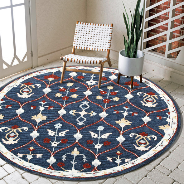 LR Home Rugs Ariel 22138 Navy Red Rug