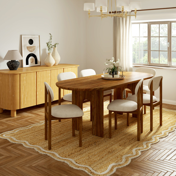 LR Home Scallop Jute 82724 Natural Ivory Rug