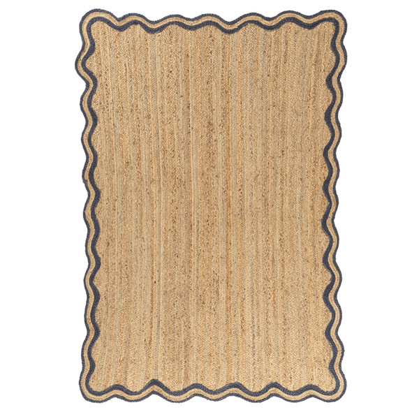 LR Home Scallop Jute 82724 Natural Midnight Navy Rug