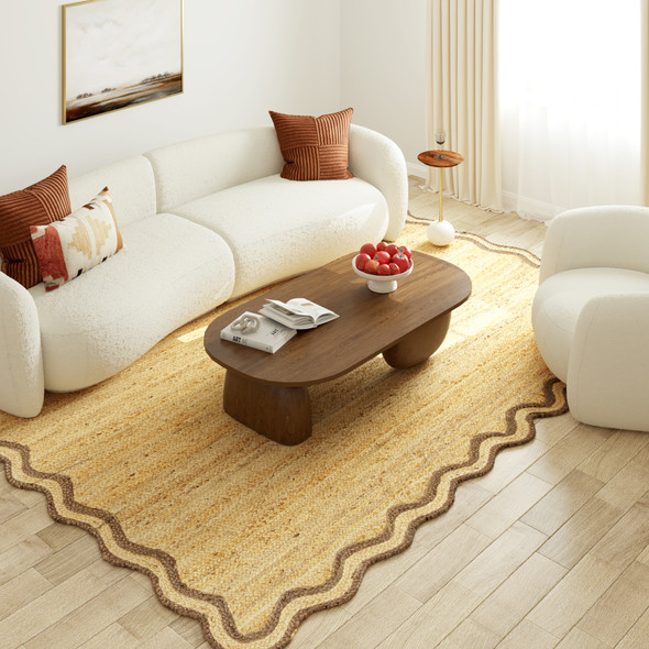 LR Home Scallop Jute 82724 Natural Partridge Rug