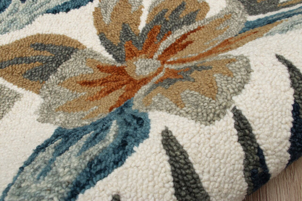 LR Home Sinuous 54118 Multi White Blue Tan Rug