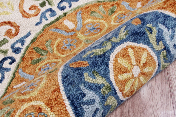LR Home Sinuous 54153 Orange Cream Blue Green Rug