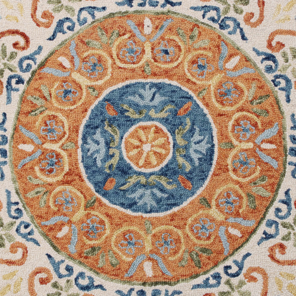 LR Home Sinuous 54153 Orange Cream Blue Green Rug