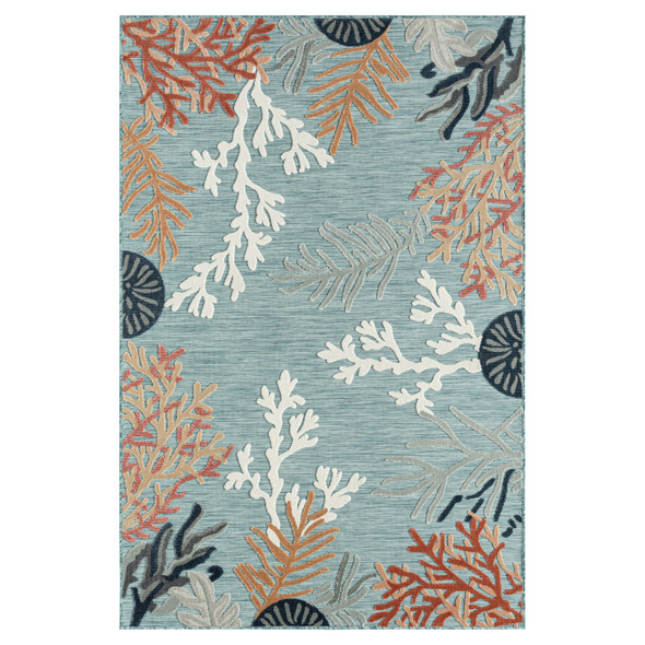 LR Home Veranda 82103 Blue Orange Navy White Rug