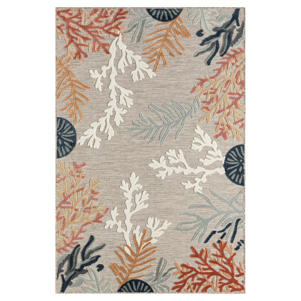 LR Home Veranda 82103 Grey Beige Orange Blue White Rug