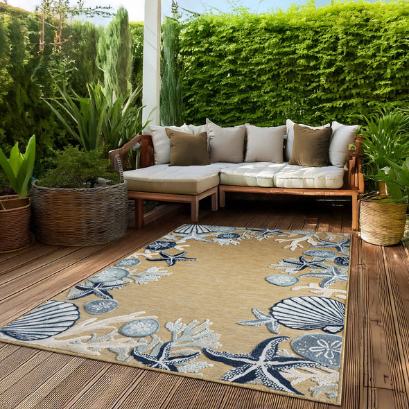 LR Home Veranda 82753 Natural Blue Rug