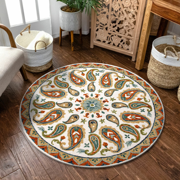 LR Home Vibrance 3565 Green Blue Ivory Rug