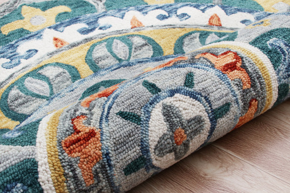 LR Home Sinuous 54162 Multi Teal Yellow White Orange Gray Rug