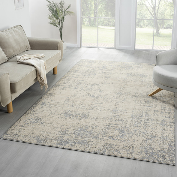 LR Home Monaco 82721 Ivory Stone Blue Rug