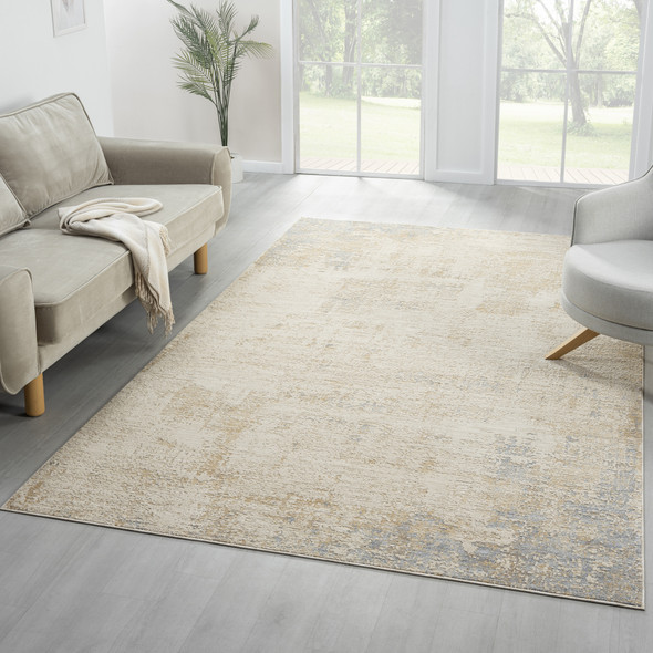 LR Home Monaco 82722 Beige Stone Blue Rug