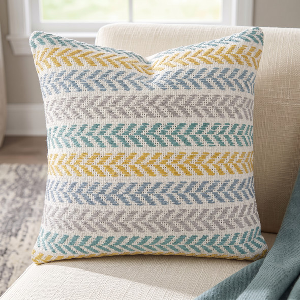 LR Home Altair 03455 Yellow Blue Pillow