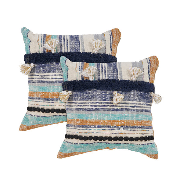 LR Home Destin 07346 Blue Tan Pillow