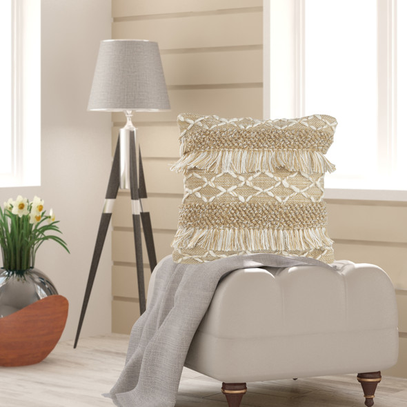 LR Home Homestead 07452 Beige White Pillow