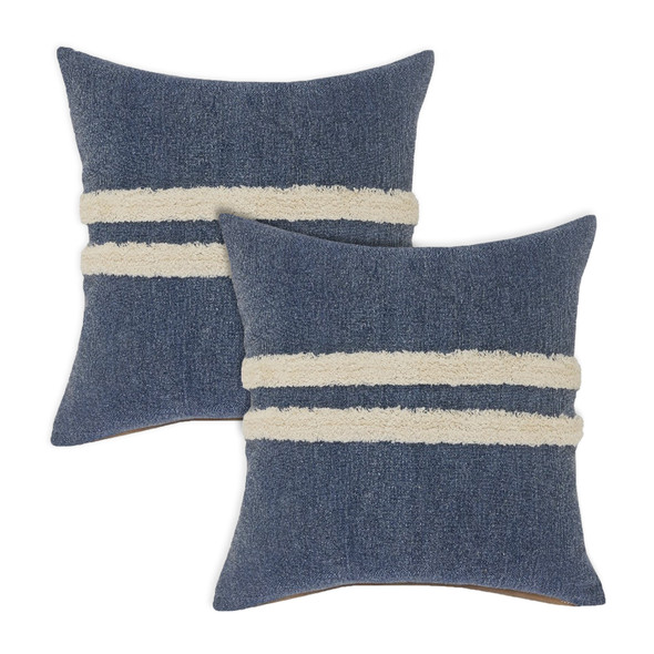 LR Home Seashore 07677 Dusty Blue White Pillow