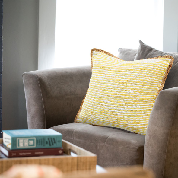 LR Home Riley 07764 Golden Yellow White Tan Pillow