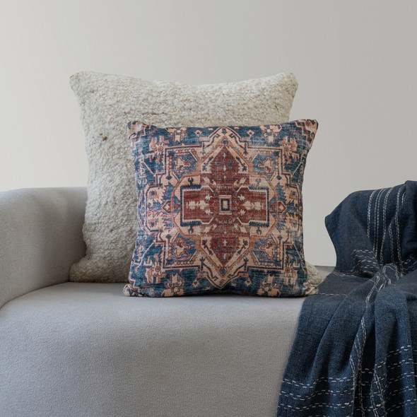 LR Home Taj 08897 Navy Rust Pillow
