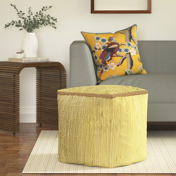 LR Home Dillon 4648 Dusky Citron Pouf