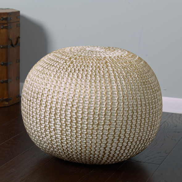 LR Home Celtic 08125 White Gold Pouf