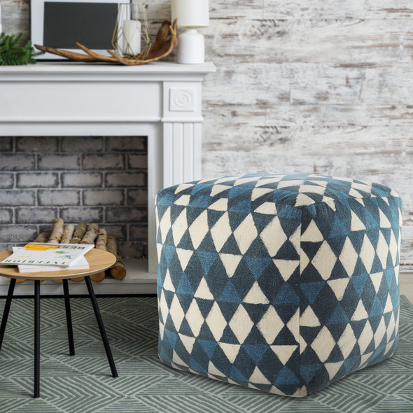 LR Home Pacifica 34001 Blue Beige Pouf