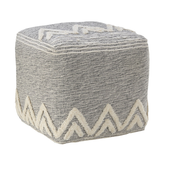 LR Home Morningside 34021 Gray Ivory Pouf