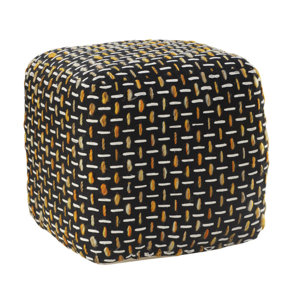 LR Home Havana 34023 Black Gold White Pouf