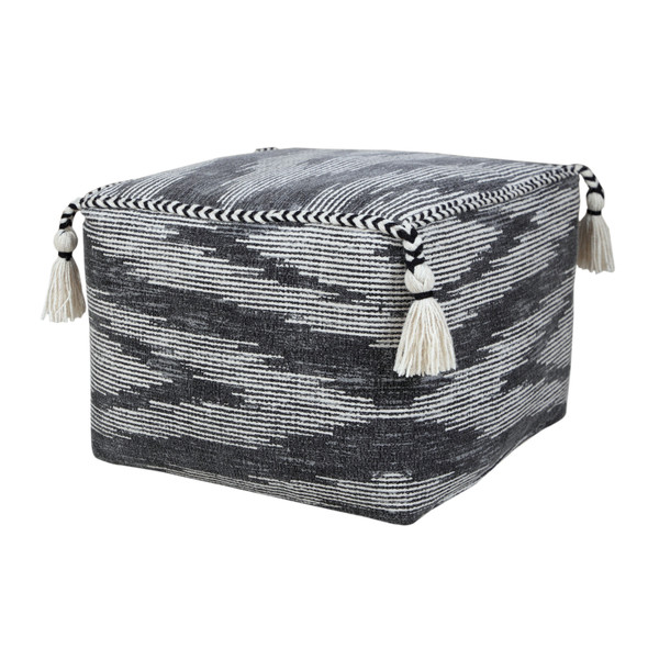 LR Home Zadia 34035 Gray White Pouf