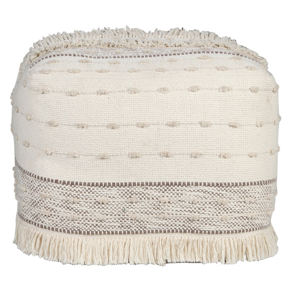 LR Home Monarch 34039 Taupe Ivory Pouf