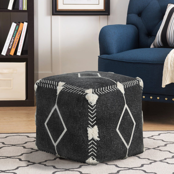 LR Home Avant-garde 34048 Black White Pouf
