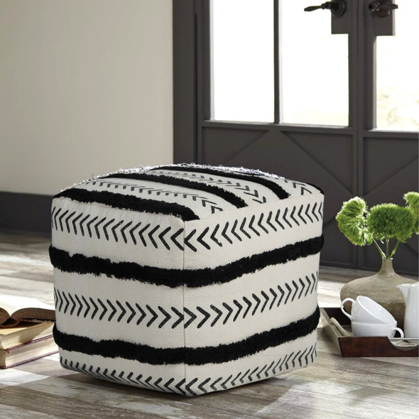 LR Home Avant-garde 34057 Black White Pouf