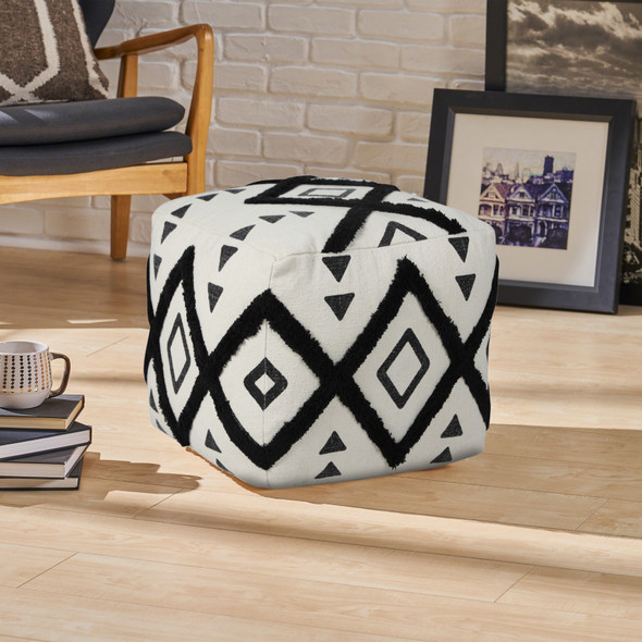 LR Home Avant-garde 34058 Black White Pouf