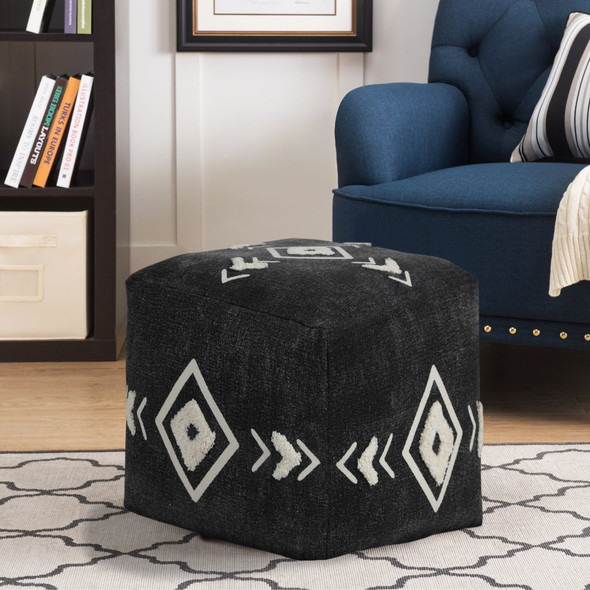 LR Home Avant-garde 34062 Black White Pouf