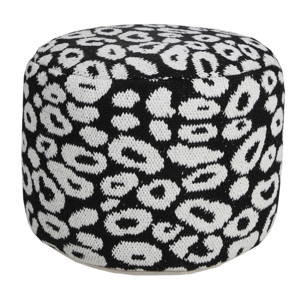 LR Home Quincy 34067 Black White Pouf