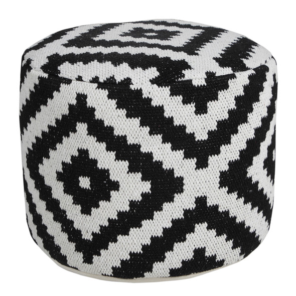 LR Home Quincy 34068 Black White Pouf