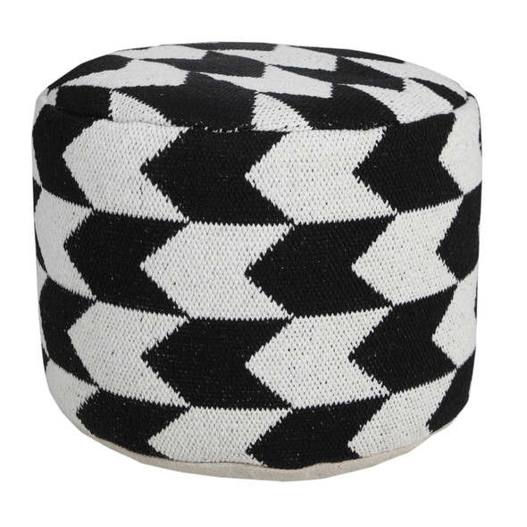 LR Home Quincy 34069 Black White Pouf